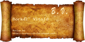Borkó Vitold névjegykártya